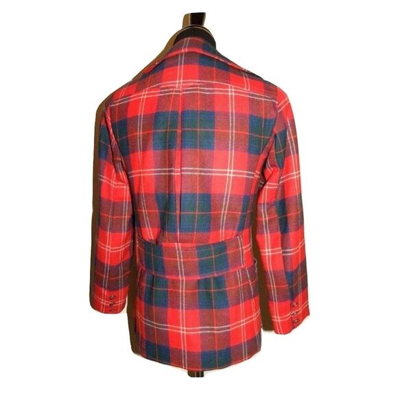 70s RED Plaid Blazer | Tartan Jacket Wide Notched Collar MOD Punk - Picture 10 of 10